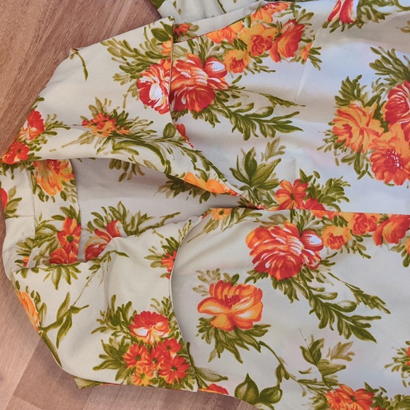 Vintage 1970's handmade orange floral matching skirt, shirt and belt - Picture 10 of 10